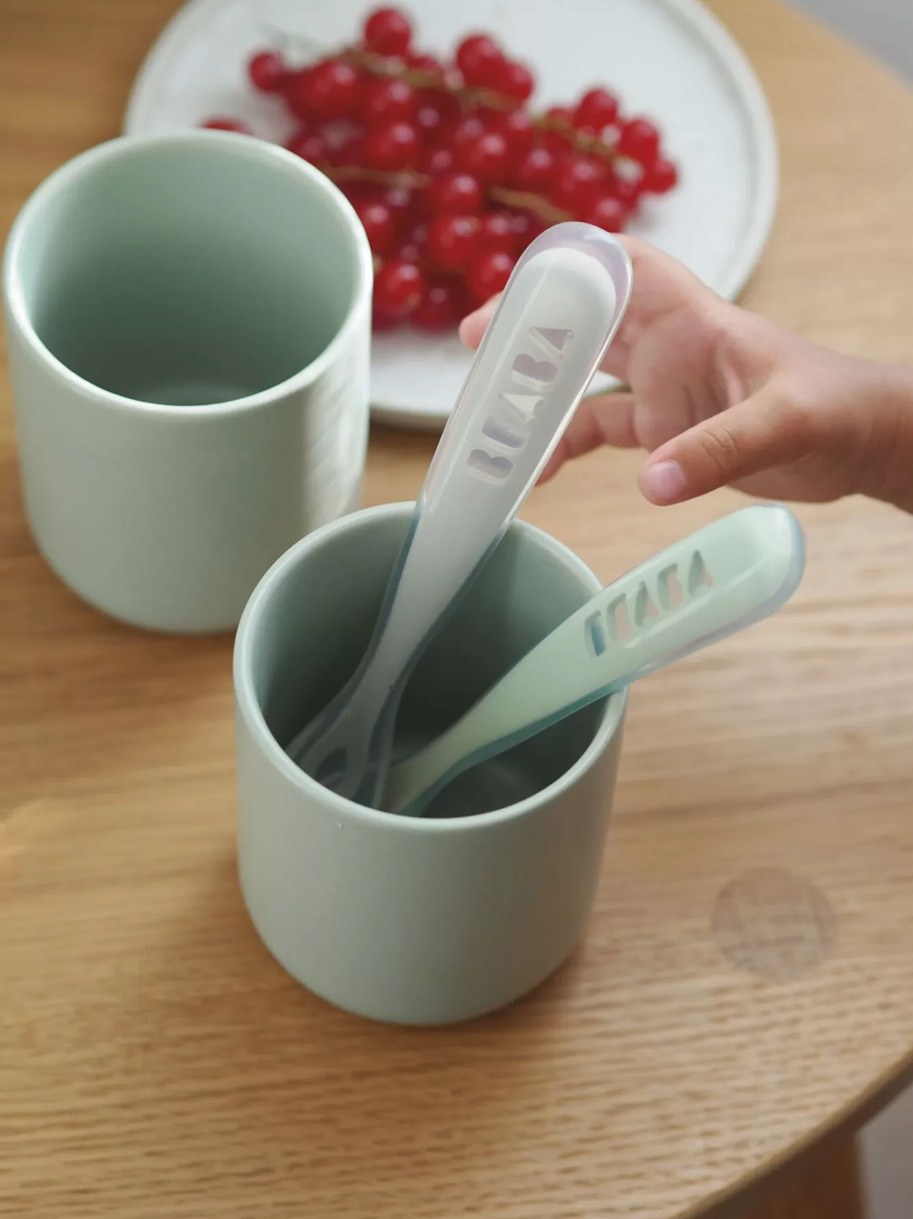 BÉABA Couverts, Vaisselle Et Bavoirs-Lot De 2 Cuilleres 1Er Age Silicone Avec Boite De Transport