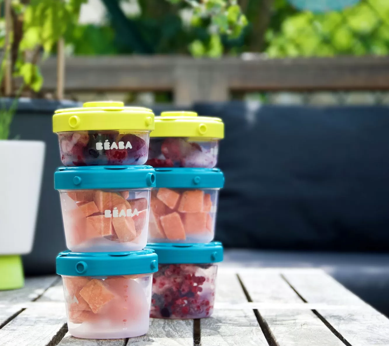 BÉABA Pots De Conservation-Lot De 6 Portions Clip 1Er Age 60 Et 120 Ml Neon