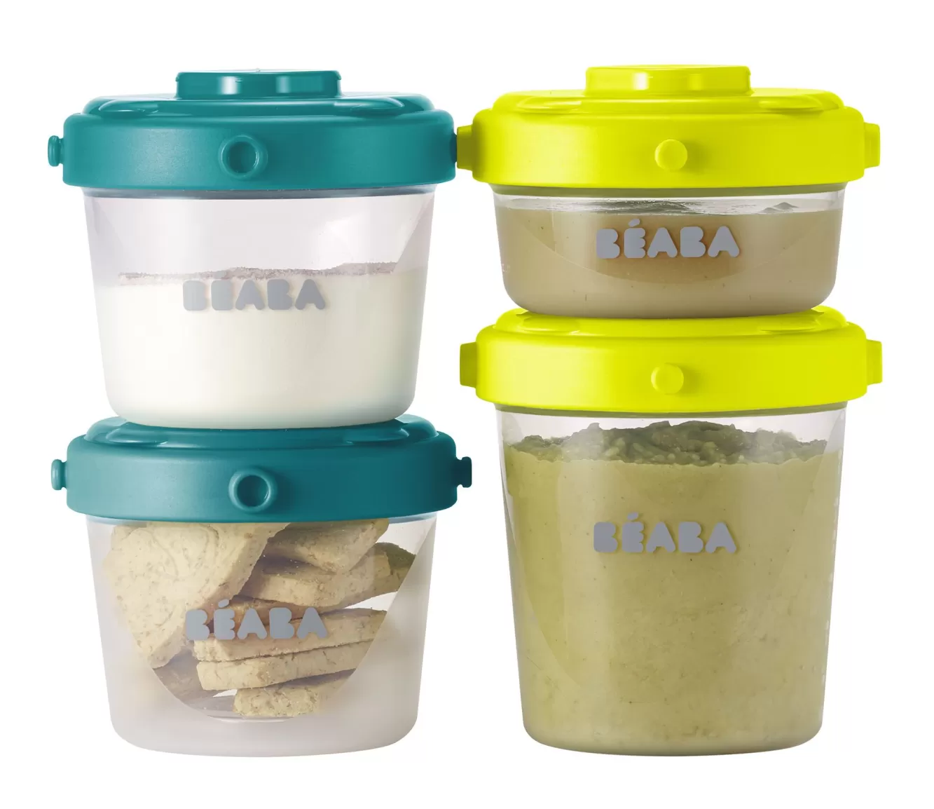 BÉABA Pots De Conservation-Lot De 6 Portions Clip 1Er Age 60 Et 120 Ml Neon